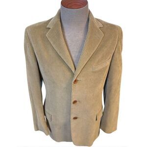 Nautica Corduroy 3-Button Single Vent Blazer Jacket Size M Tan Academic